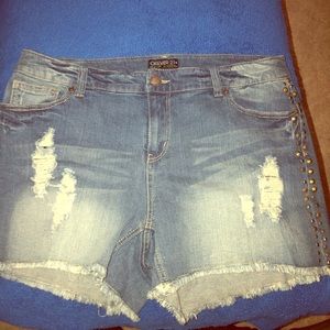 Denim Studded Shorts